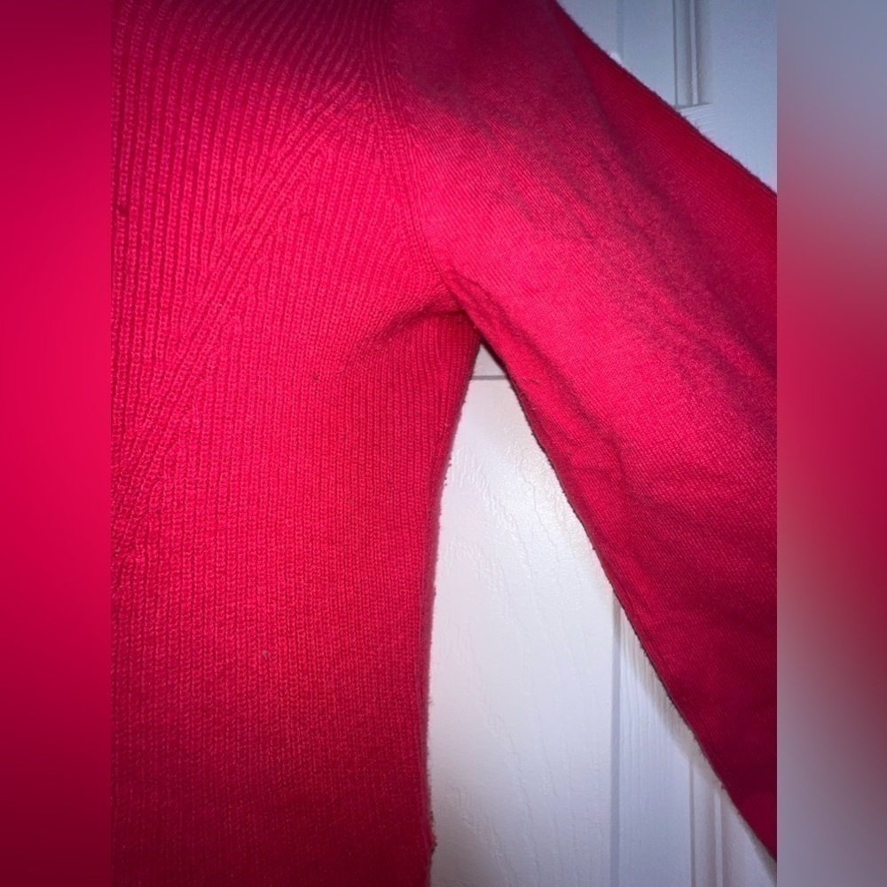 Halogen Women’s Medium Hot Pink Peplum Sweater Top Rib Knit M Cotton Crewneck - Picture 12 of 13